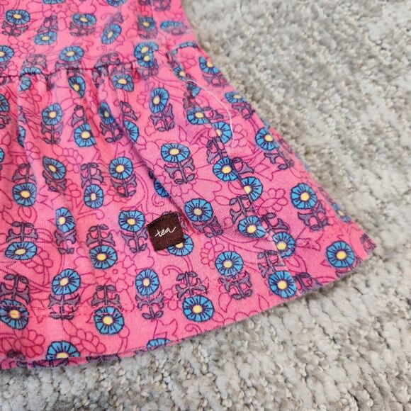 Tea Collection floral long sleeve ruffle dress pink blue cotton size 4 - Picture 9 of 9